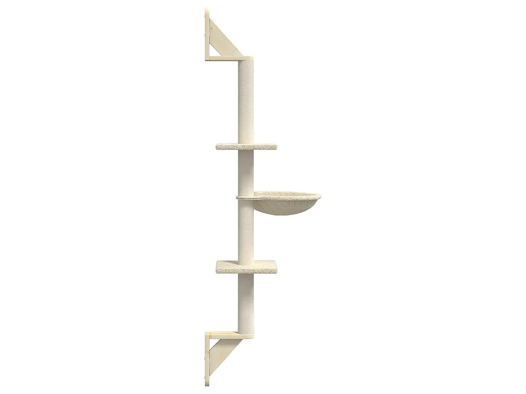Arbre à chat mural avec griffoir crème 142,5 cm