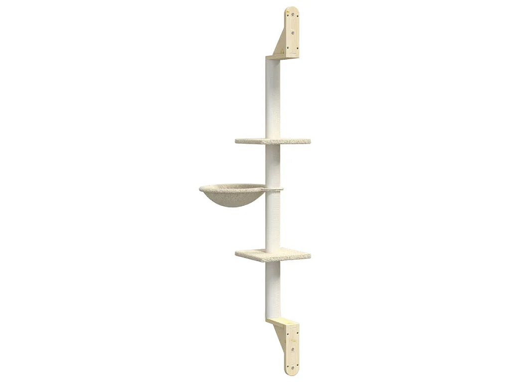 Arbre à chat mural avec griffoir crème 142,5 cm
