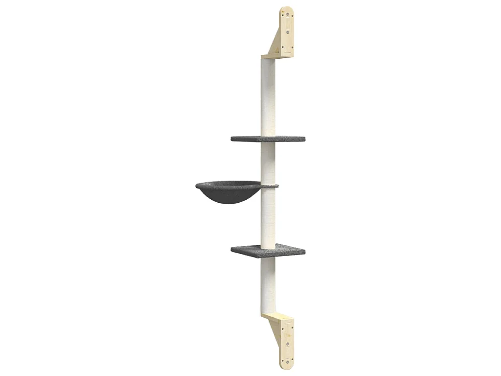 Arbre à chat mural avec griffoir gris foncé 142,5 cm