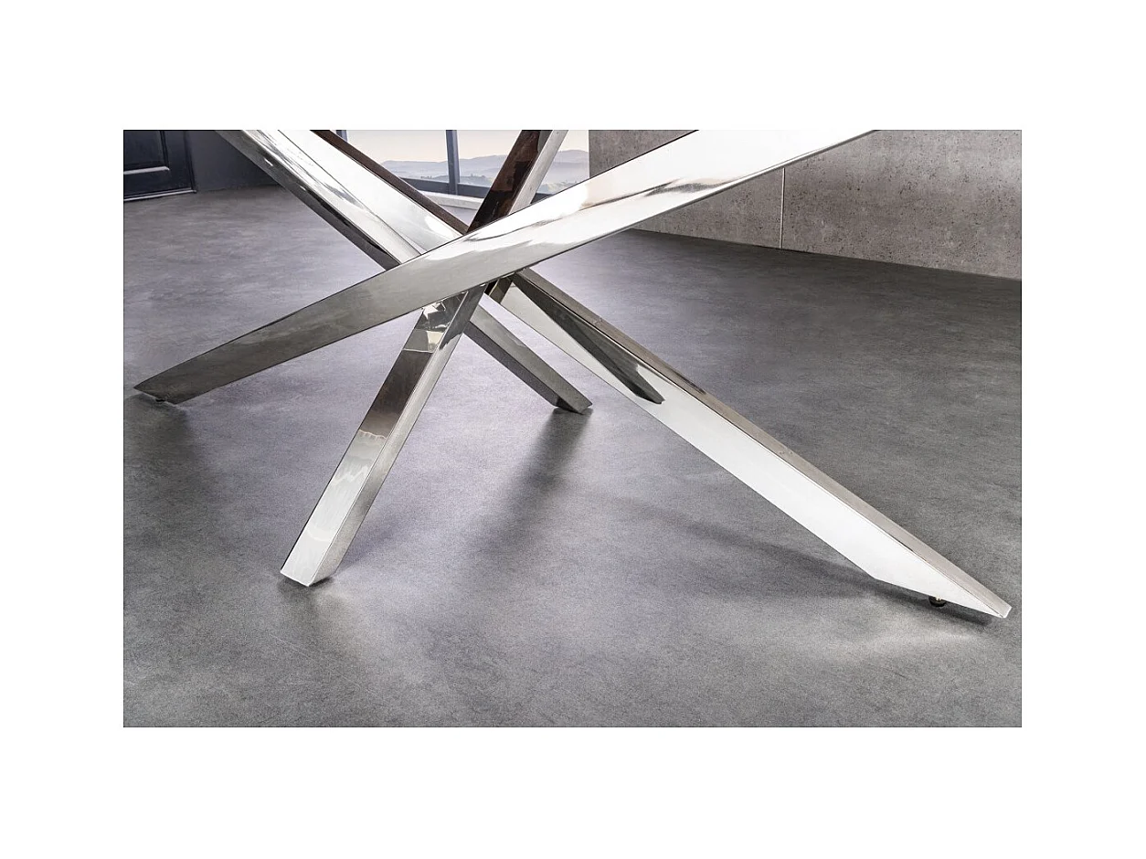 Table de salle à manger RAFTA – Bois massif et verre trempé – 220 cm – Style moderne