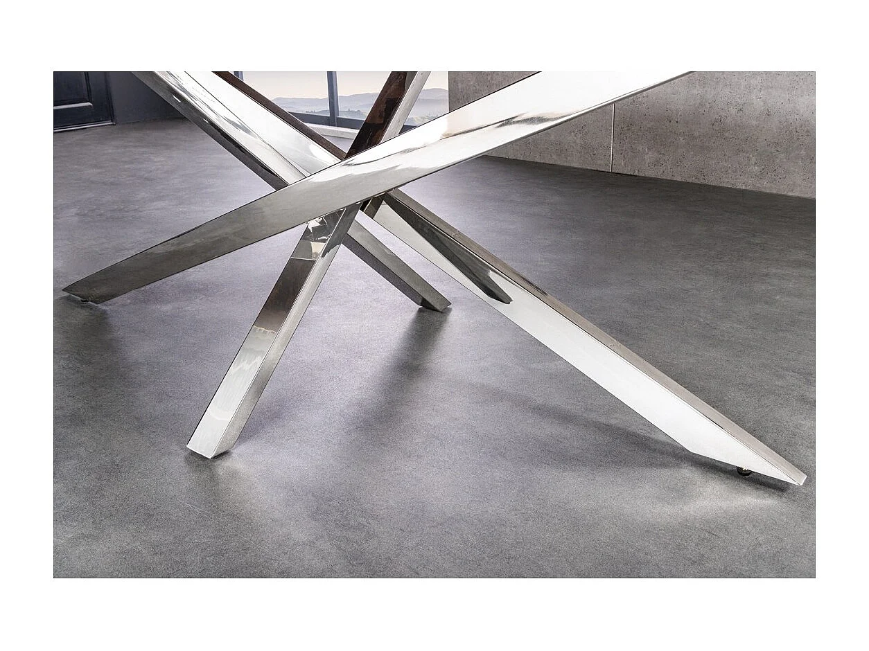 Table de salle à manger RAFTA – Bois massif et verre trempé – 220 cm – Style moderne