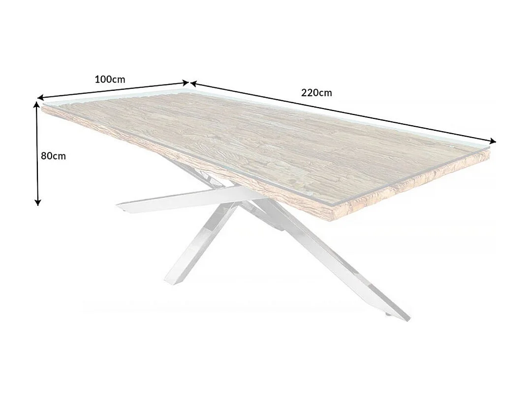 Table de salle à manger RAFTA – Bois massif et verre trempé – 220 cm – Style moderne