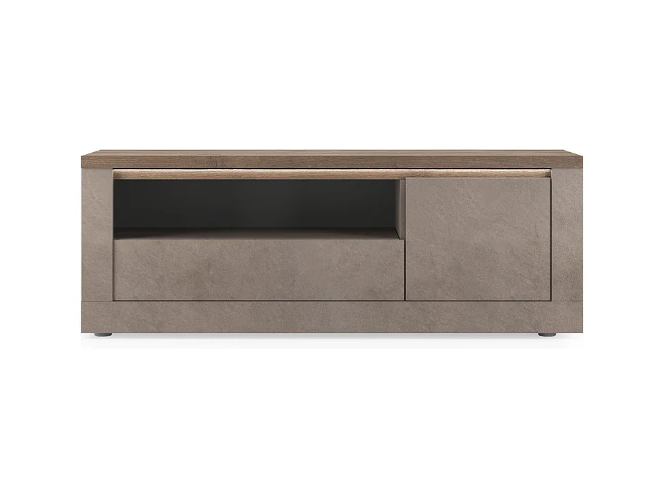 Mobile porta TV con 1 anta, 1 cassetto e 1 nicchia, effetto bronzo e mercurio, L160 cm - ISCHIA
