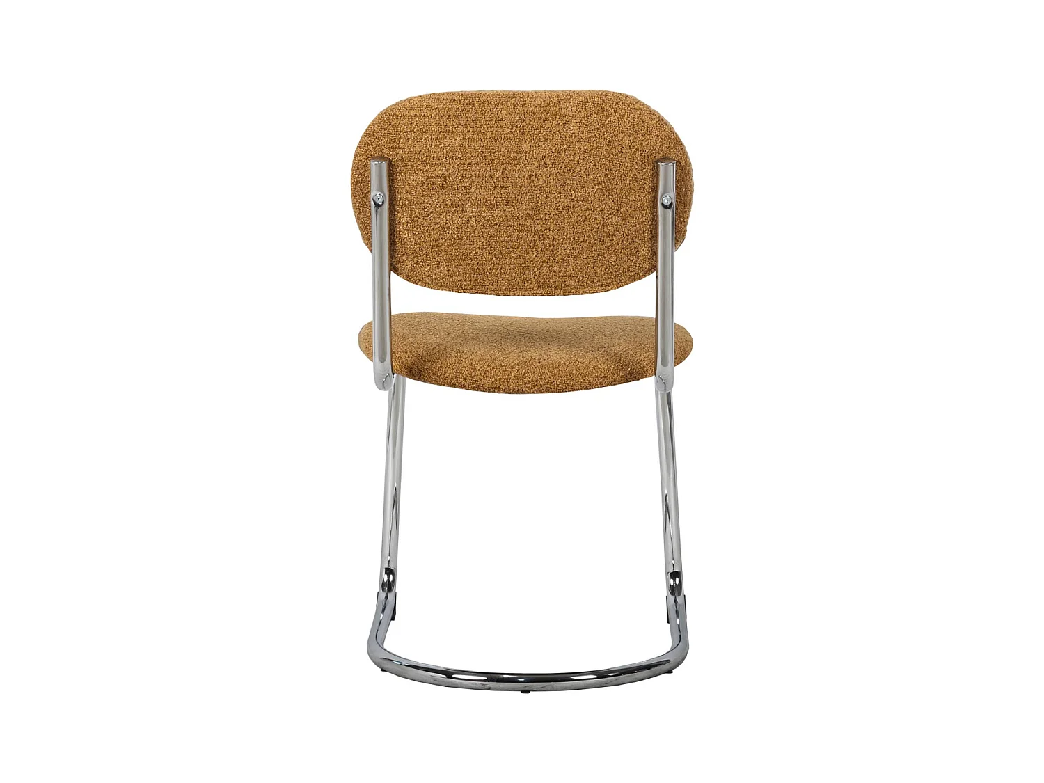 Lot de 2 chaises cantilever arrondie métal. bouclette texturée moutarde et pieds chromés - L 47 x P 54.5 x H 81cm - Maloa