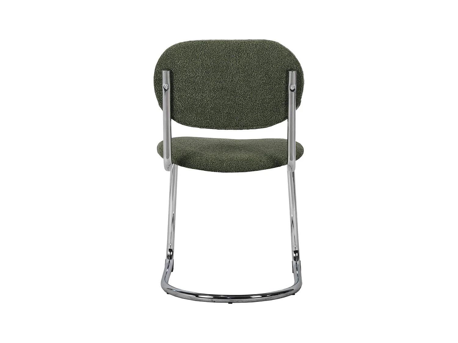 Lot de 2 chaises cantilever arrondie métal. bouclette texturée kaki et pieds chromés - L 47 x P 54.5 x H 81cm - Maloa