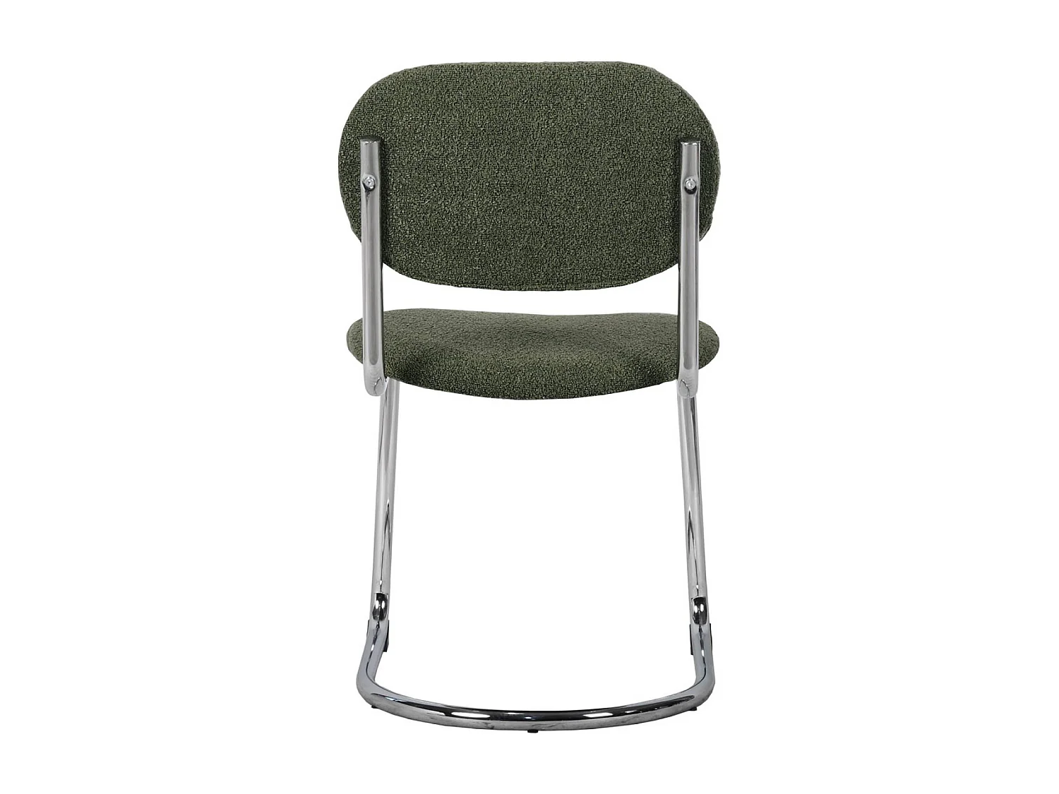 Lot de 2 chaises cantilever arrondie métal. bouclette texturée kaki et pieds chromés - L 47 x P 54.5 x H 81cm - Maloa