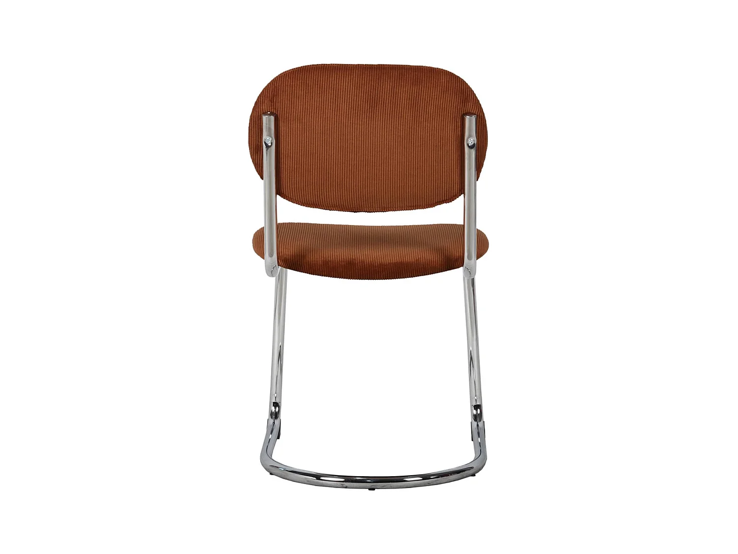 Lot de 2 chaises cantilever arrondie métal. velours côtelé camel et pieds chromés - L 47 x P 54.5 x H 81cm - Maloa