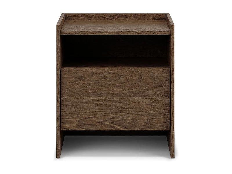 Table de chevet KLINT H 60 cm avec 1 Tiroir Aspect Bois Brun Foncé, Niche de Rangement, Design Moderne