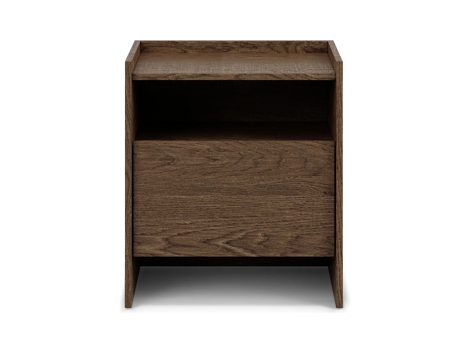 Table de chevet KLINT H 60 cm avec 1 Tiroir Aspect Bois Brun Foncé, Niche de Rangement, Design Moderne