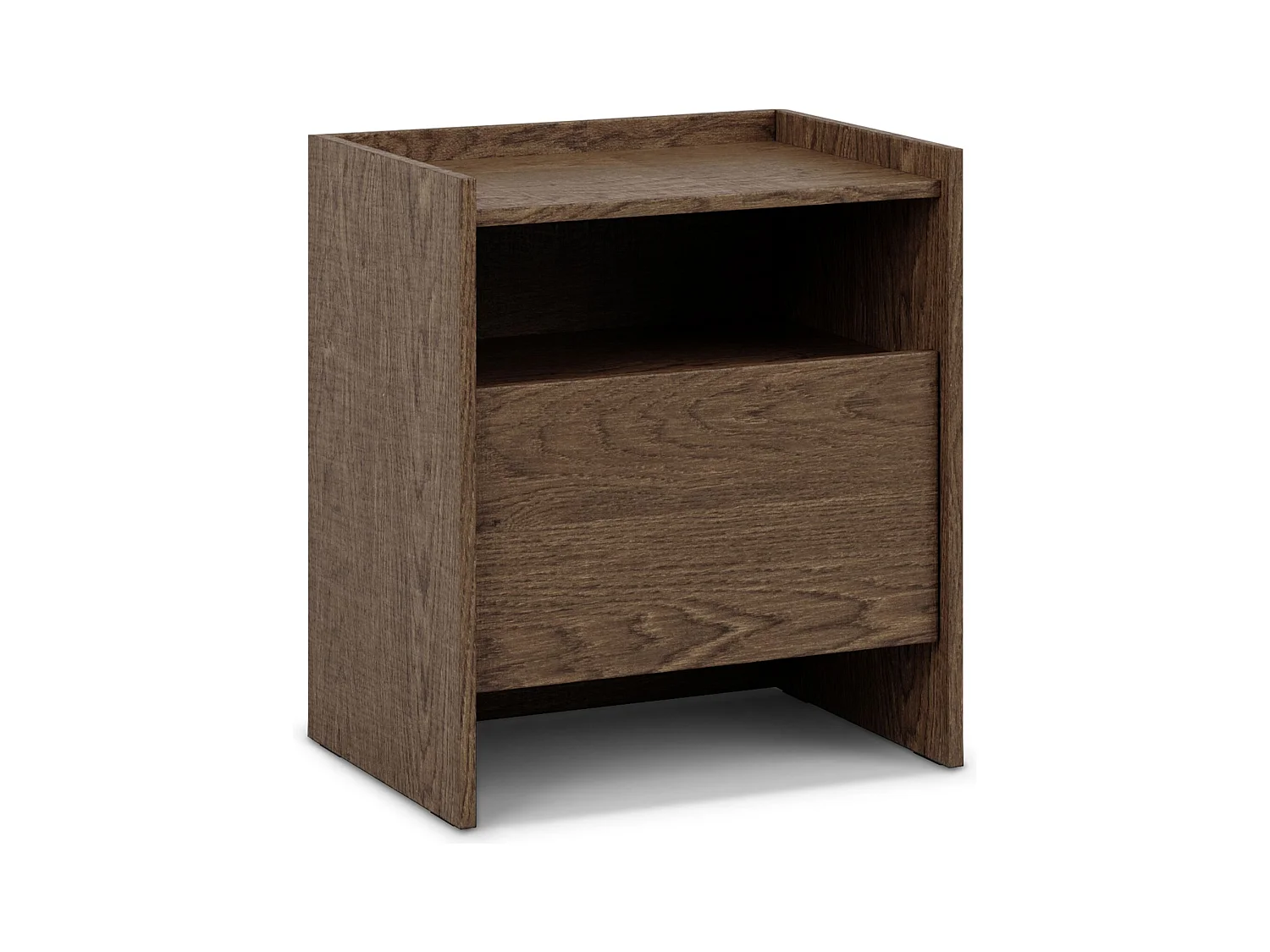 Table de chevet KLINT H 60 cm avec 1 Tiroir Aspect Bois Brun Foncé, Niche de Rangement, Design Moderne