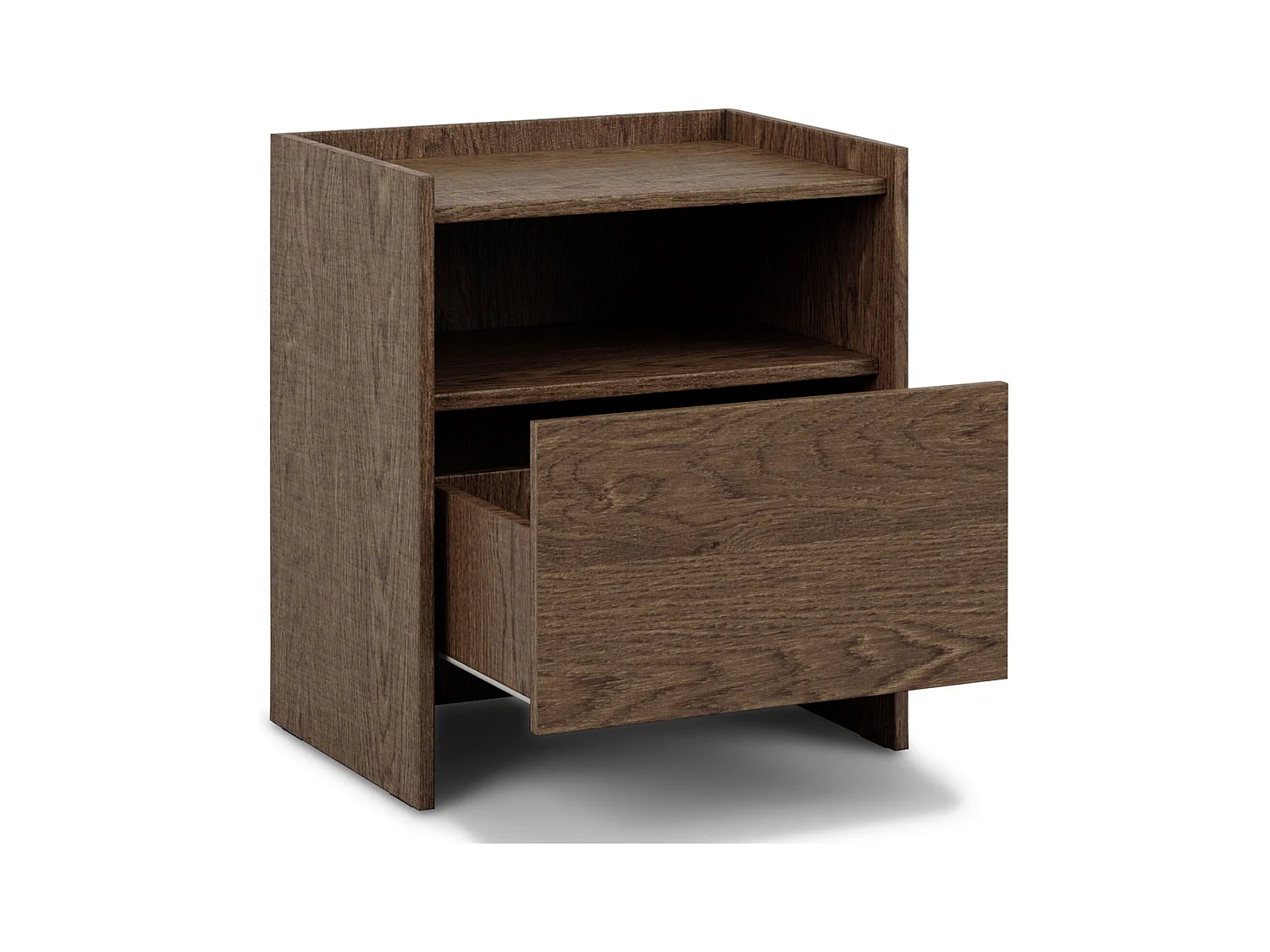 Table de chevet KLINT H 60 cm avec 1 Tiroir Aspect Bois Brun Foncé, Niche de Rangement, Design Moderne