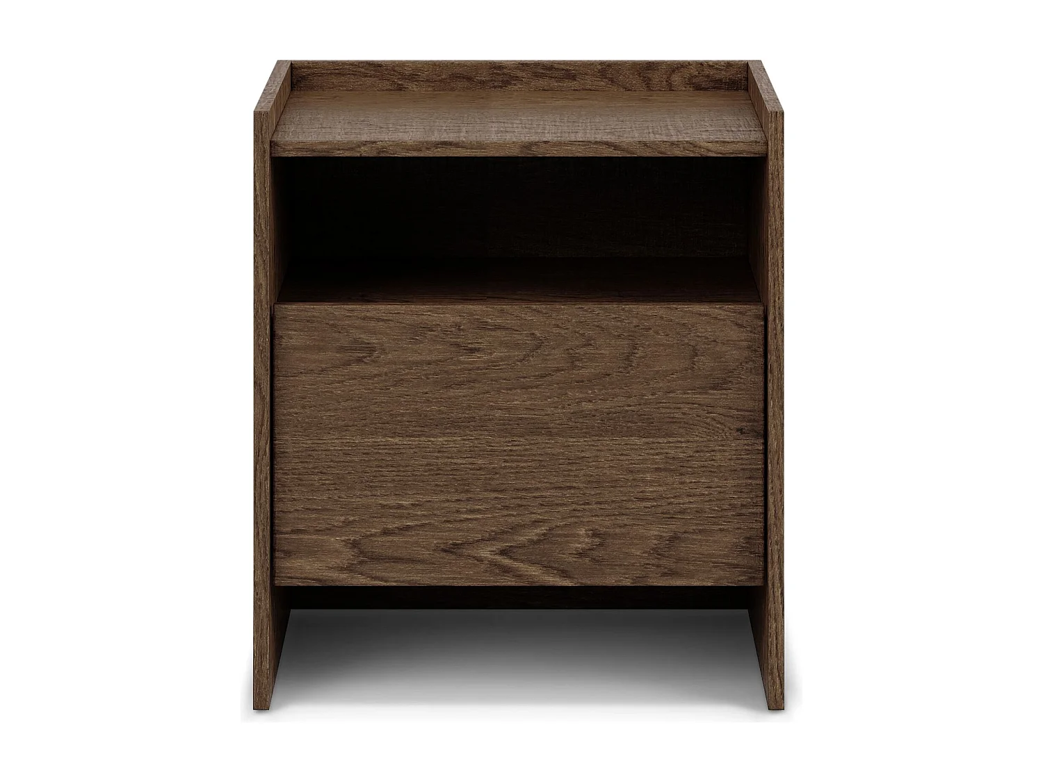 Table de chevet KLINT H 60 cm avec 1 Tiroir Aspect Bois Brun Foncé, Niche de Rangement, Design Moderne