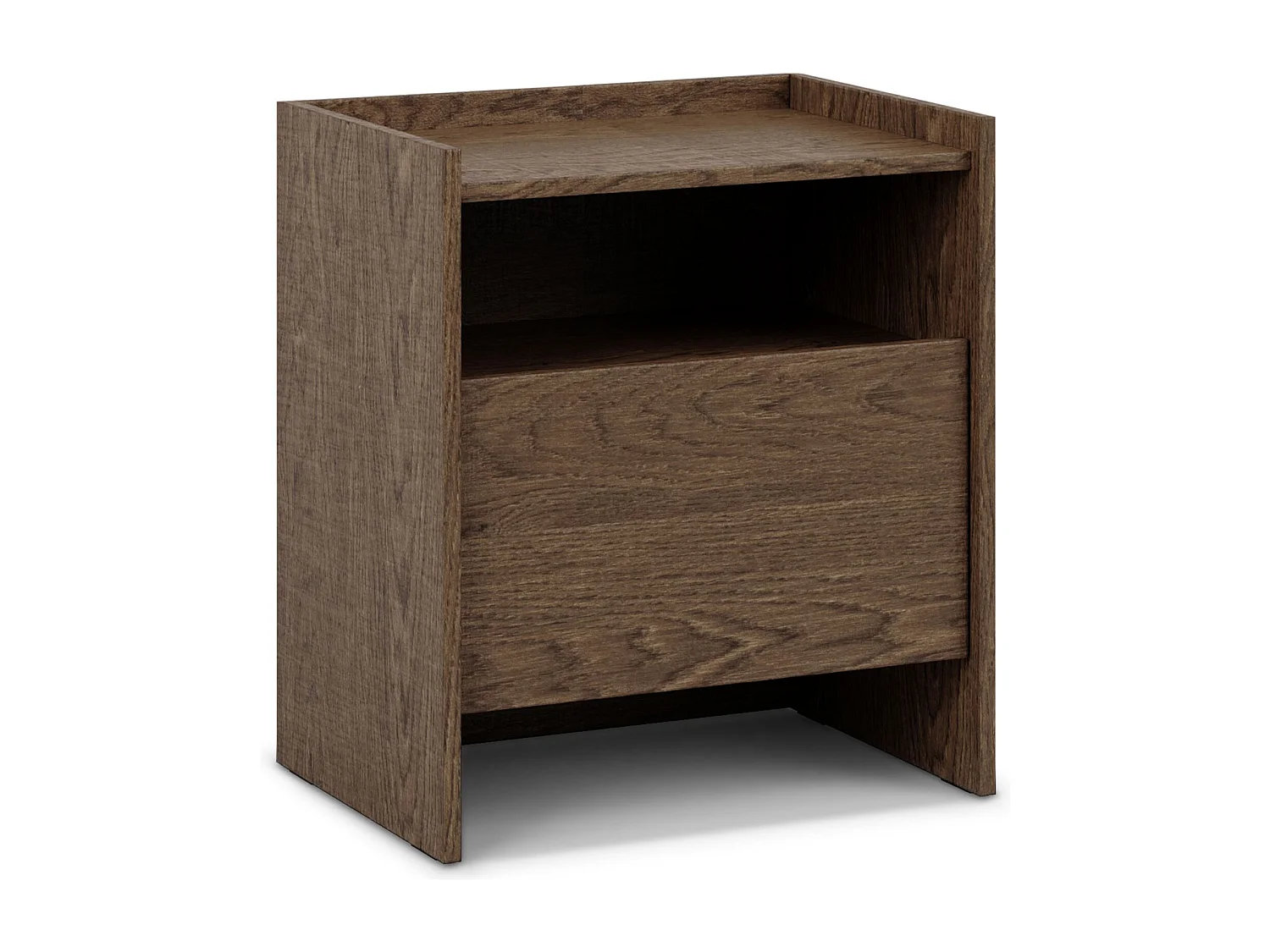 Table de chevet KLINT H 60 cm avec 1 Tiroir Aspect Bois Brun Foncé, Niche de Rangement, Design Moderne