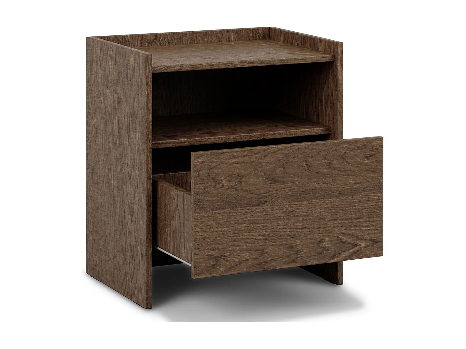 Table de chevet KLINT H 60 cm avec 1 Tiroir Aspect Bois Brun Foncé, Niche de Rangement, Design Moderne