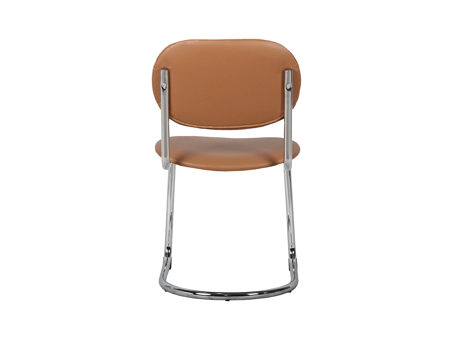 Lot de 2 chaises cantilever arrondie métal. similicuir marron et pieds chromés - L 47 x P 54.5 x H 81cm - Maloa