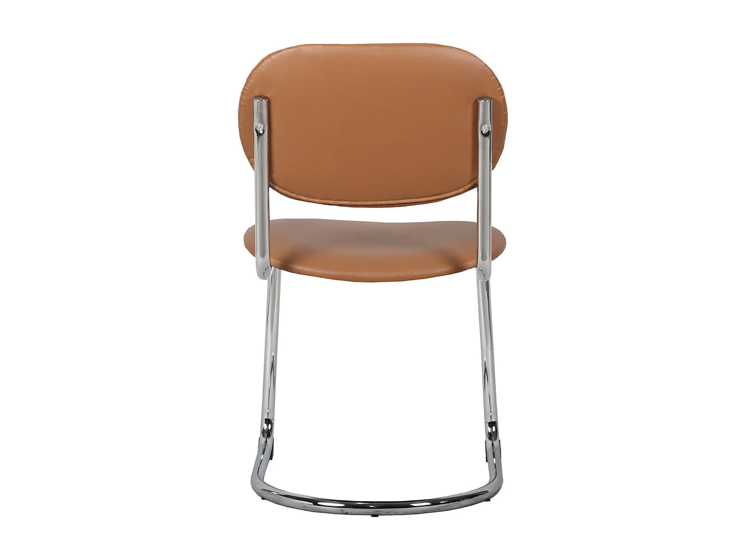 Lot de 2 chaises cantilever arrondie métal. similicuir marron et pieds chromés - L 47 x P 54.5 x H 81cm - Maloa