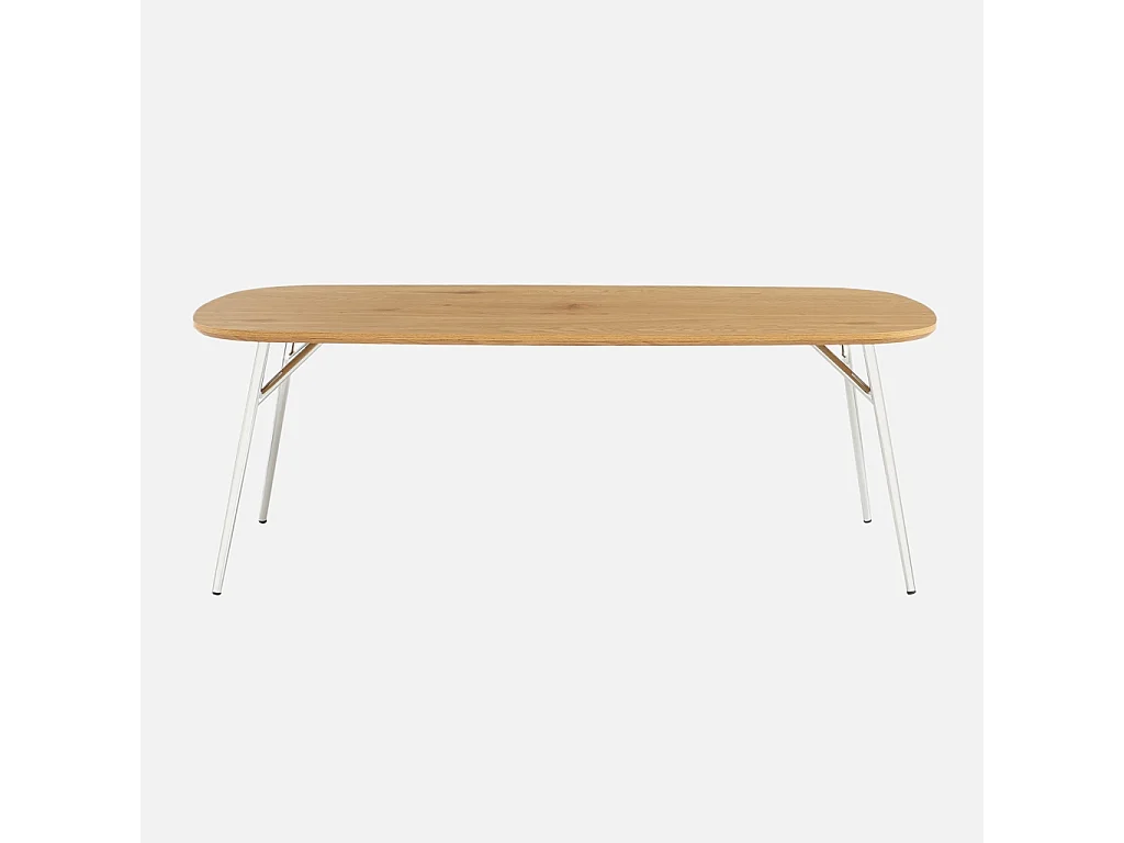 Table basse rectangulaire pieds chromés et décor bois chêne 120cm