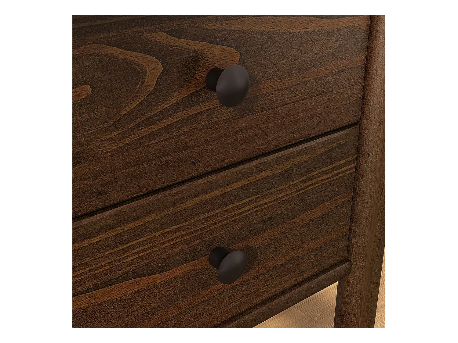 Bureau MARLO H 76 cm avec 2 Tiroirs en Bois Massif Coloris Noyer, Bureau Droit avec Rangement Intégré