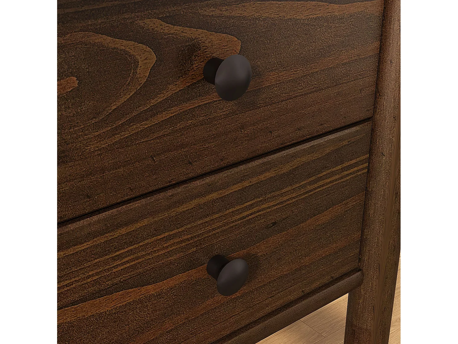 Bureau MARLO H 76 cm avec 2 Tiroirs en Bois Massif Coloris Noyer, Bureau Droit avec Rangement Intégré