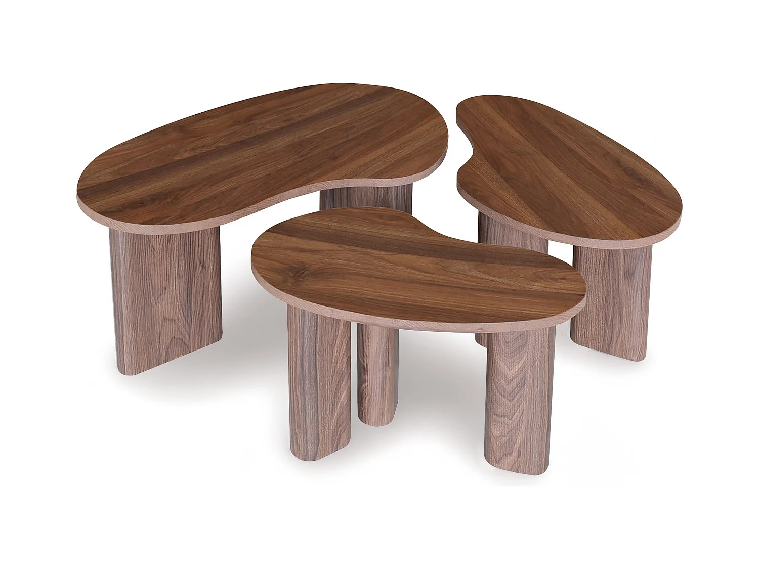 Now's Home - Lot De 3 Tables Basses Organiques Effet Noyer Charlie