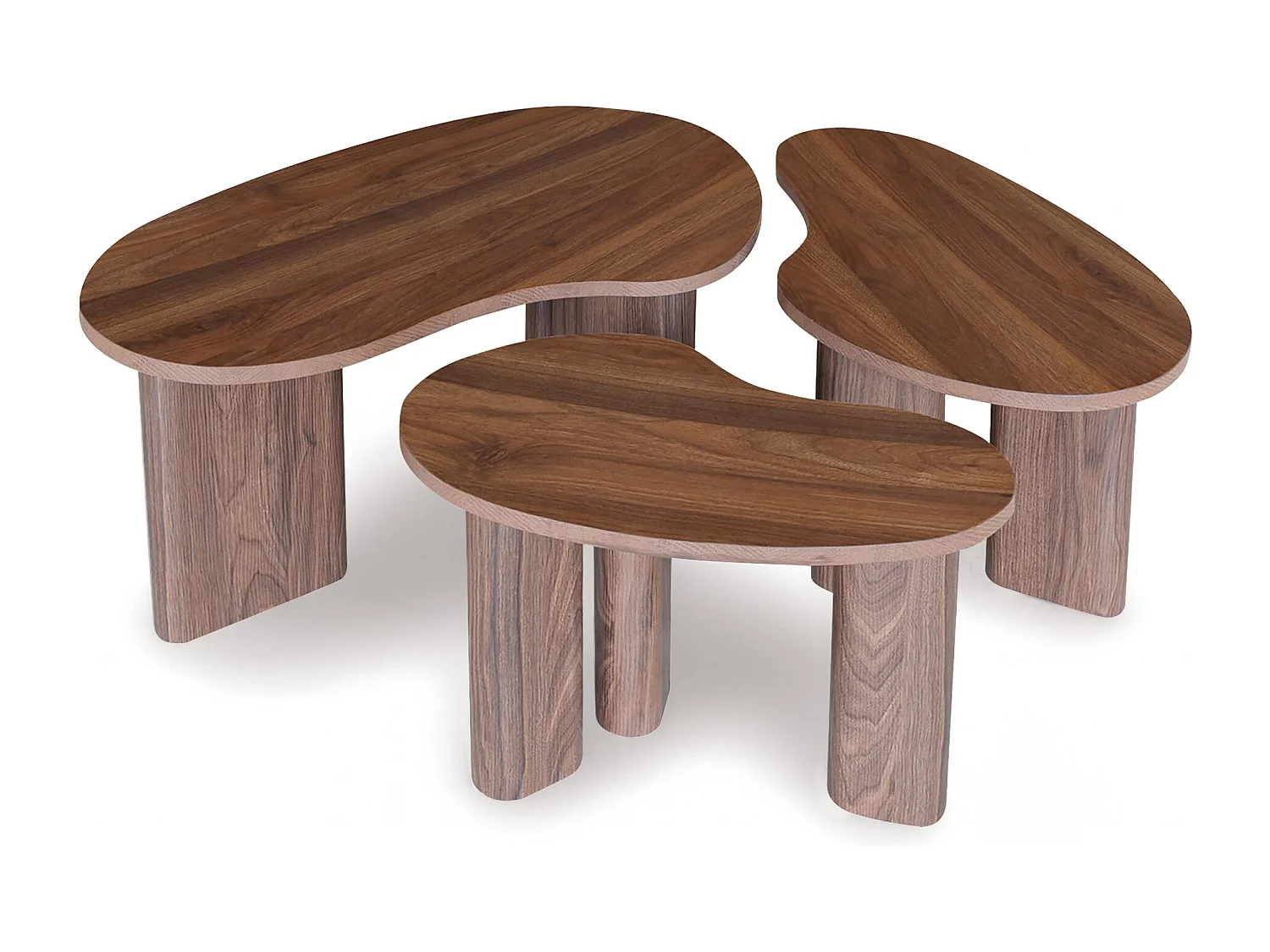 Now's Home - Lot De 3 Tables Basses Organiques Effet Noyer Charlie