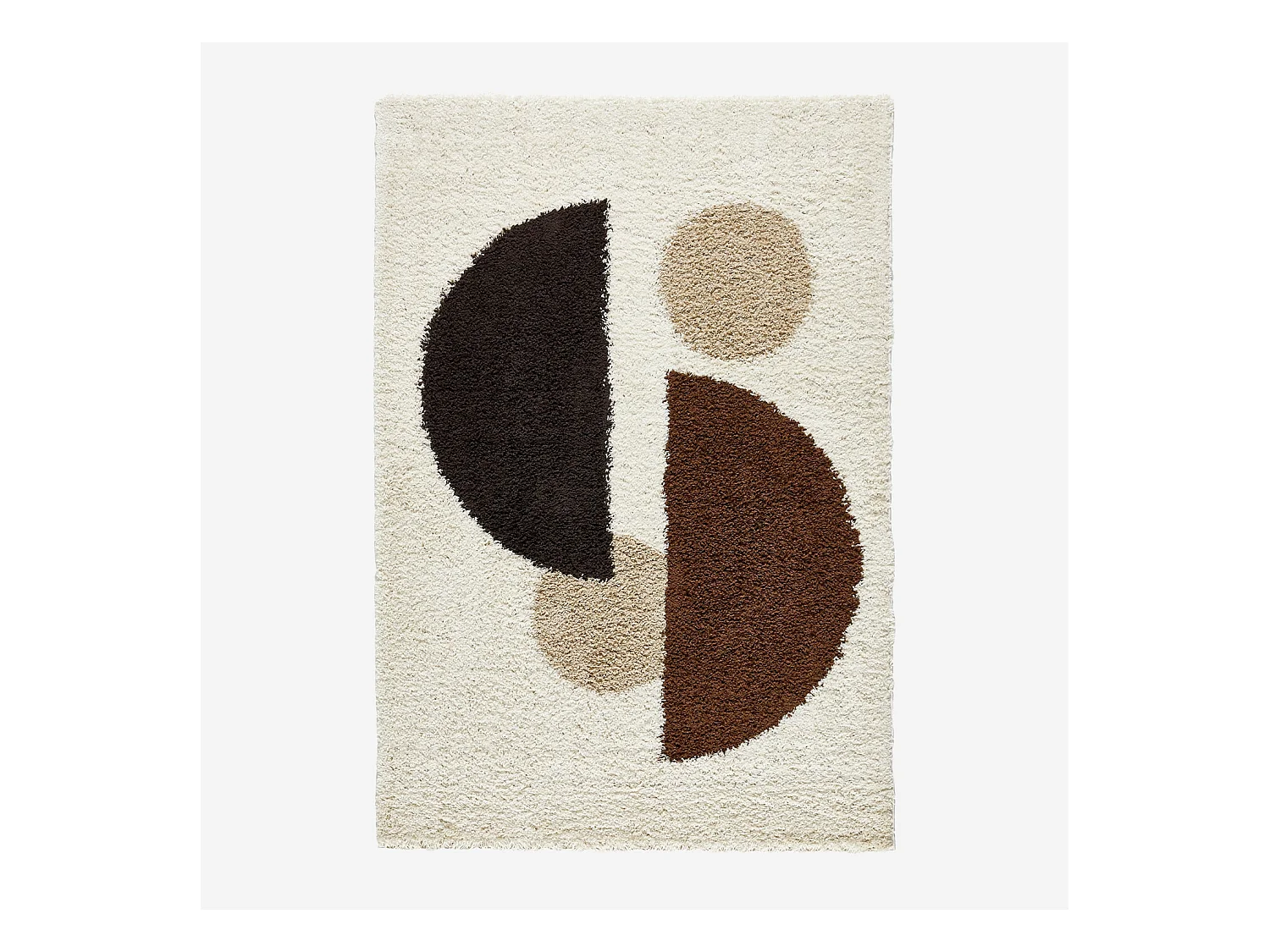 Tapis intérieur shaggy motifs géométriques circulaires beige. marron. noir 120 x 160 cm - Pitt