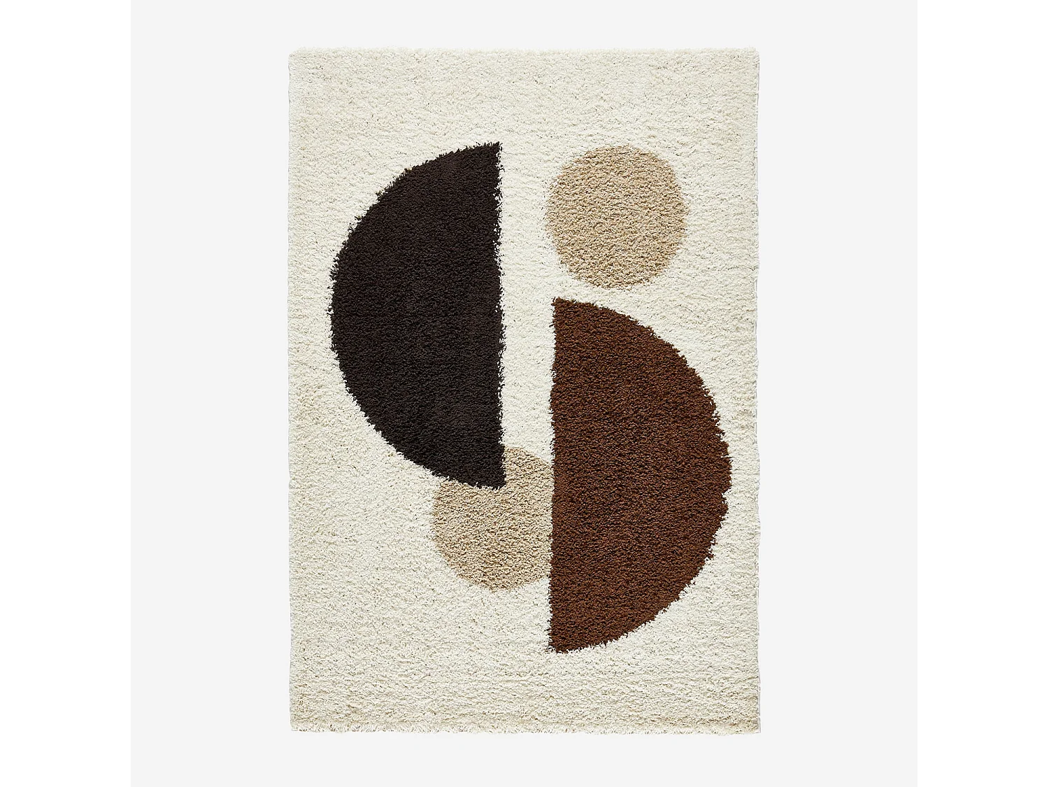 Tapis intérieur shaggy motifs géométriques circulaires beige. marron. noir 120 x 160 cm - Pitt
