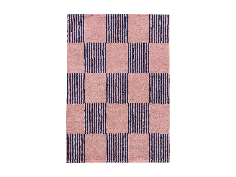 Alfombra interior con motivo damero azul y rosa