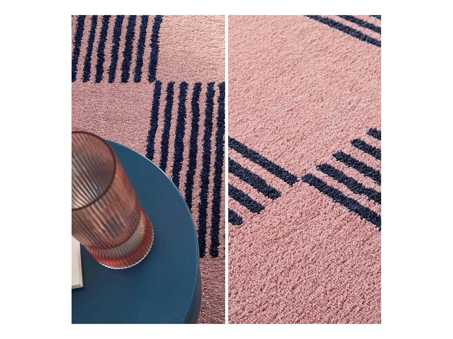 Tappeto interno a scacchi blu e rosa