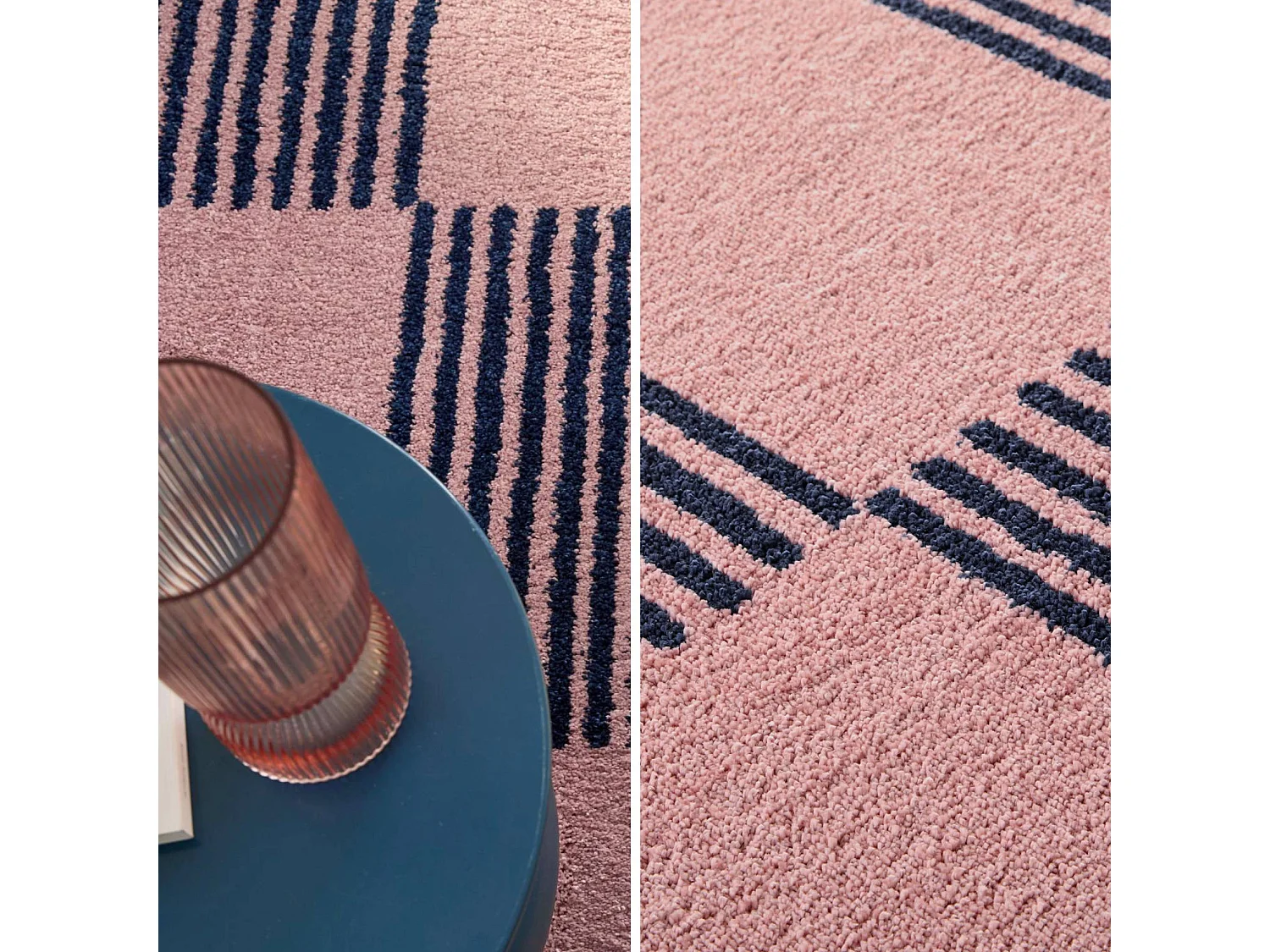 Tappeto interno a scacchi blu e rosa