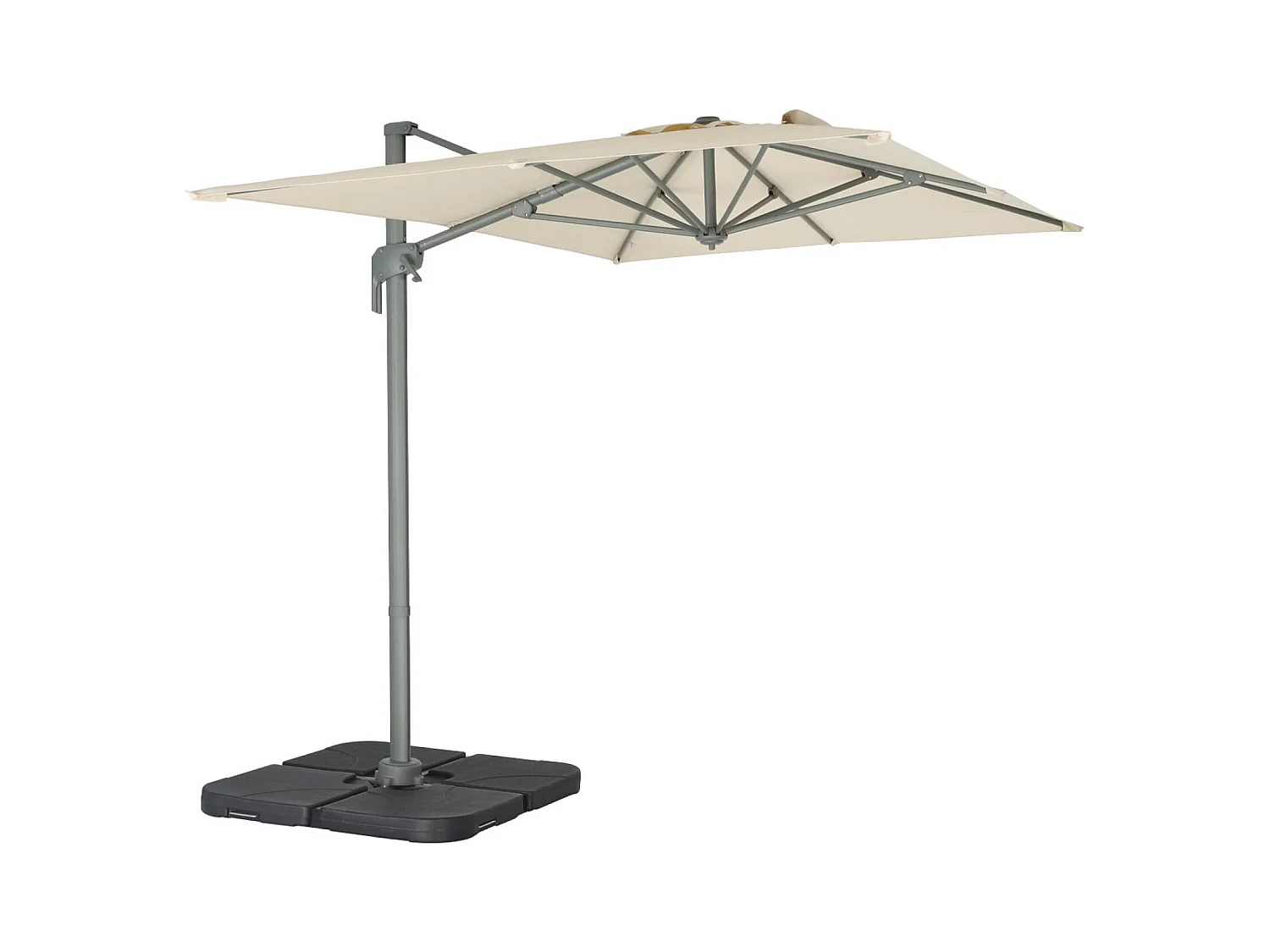 Parasol déporté rectangulaire 2x3m - Antibes - Ecru - Parasol excentré inclinable. rabattable et rotatif à 360°.