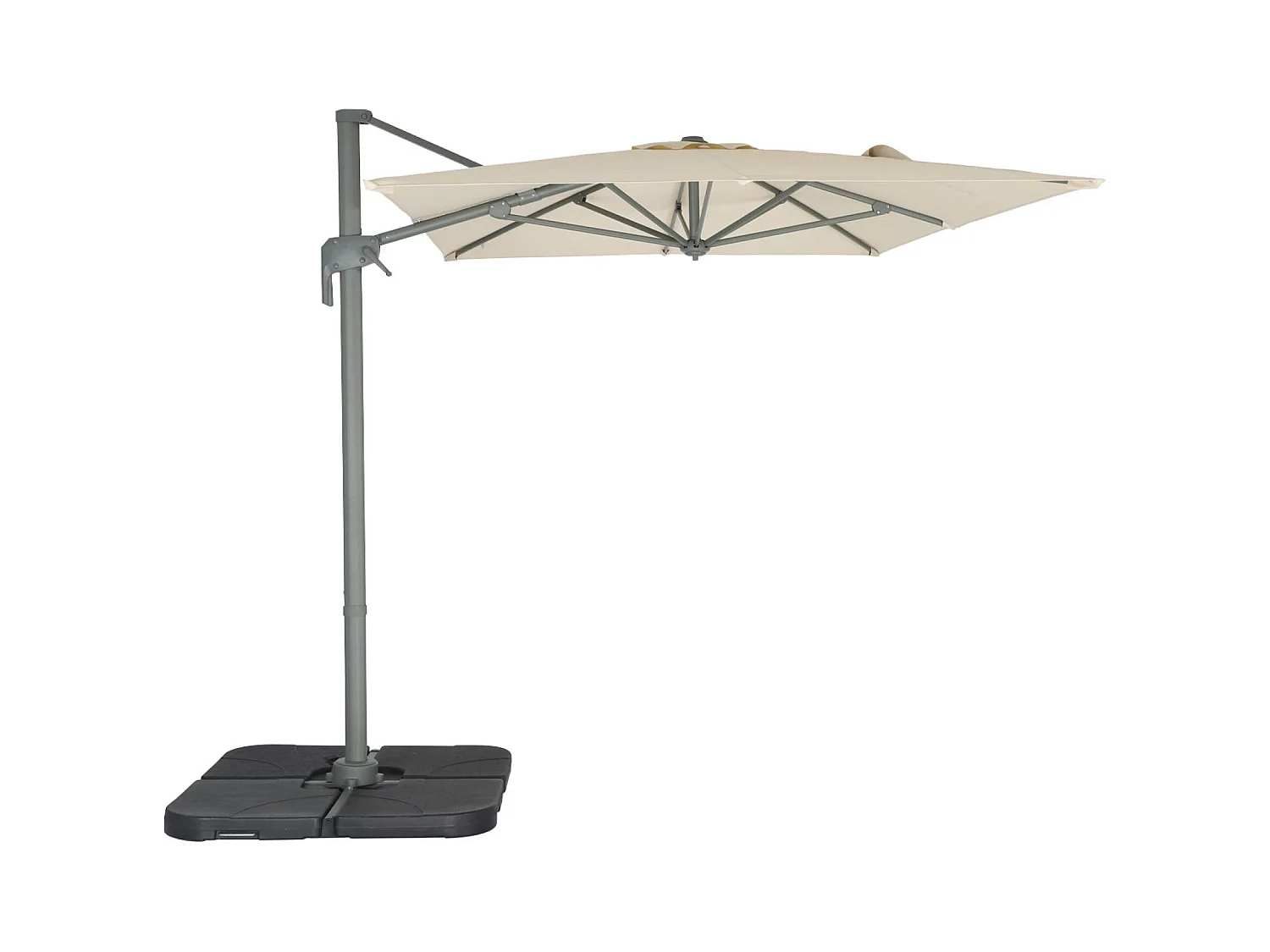 Parasol déporté rectangulaire 2x3m - Antibes - Ecru - Parasol excentré inclinable. rabattable et rotatif à 360°.