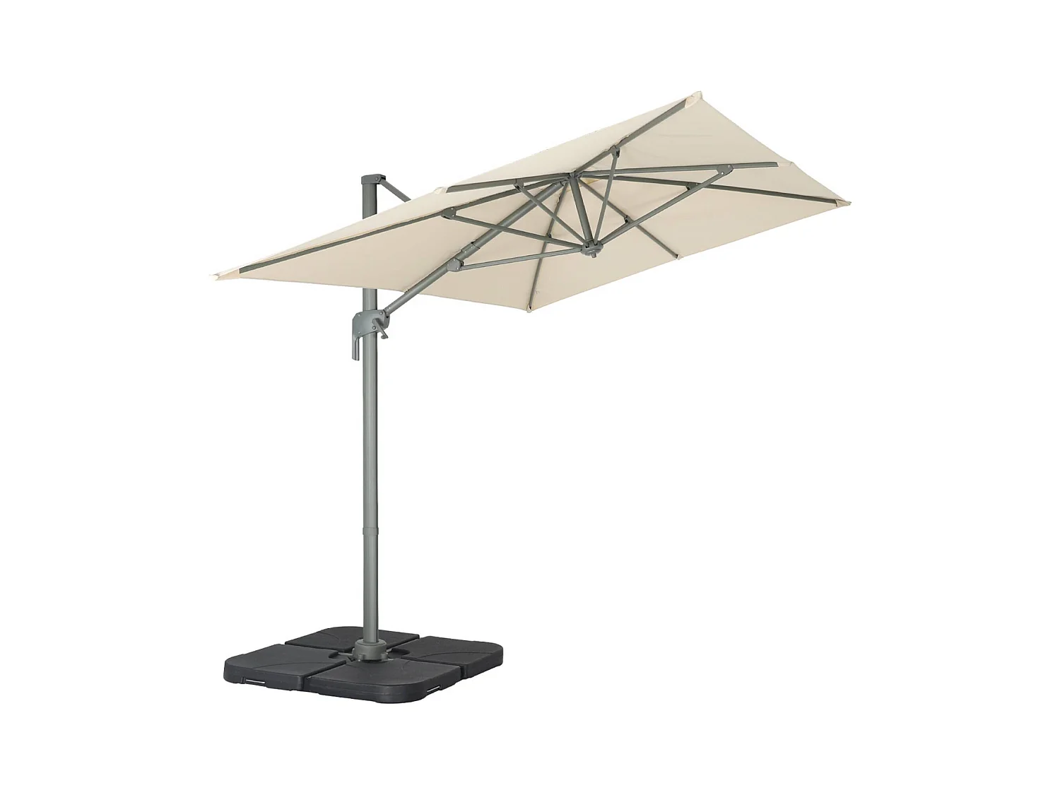 Parasol déporté rectangulaire 2x3m - Antibes - Ecru - Parasol excentré inclinable. rabattable et rotatif à 360°.