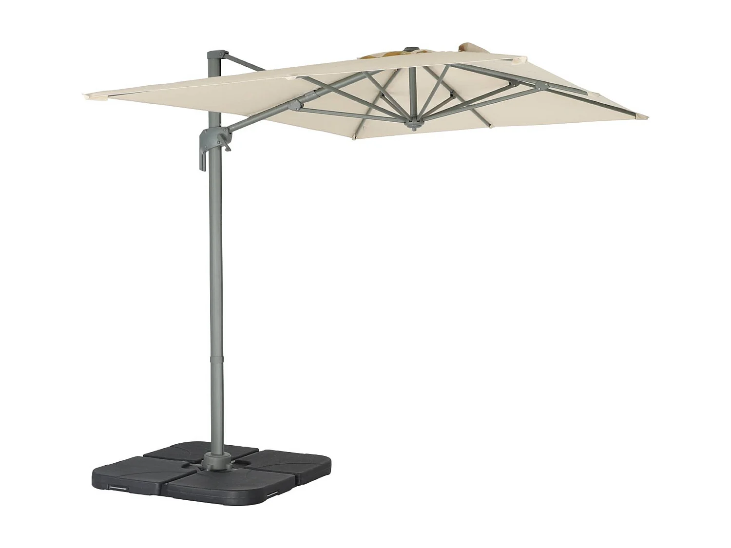 Parasol déporté rectangulaire 2x3m - Antibes - Ecru - Parasol excentré inclinable. rabattable et rotatif à 360°.