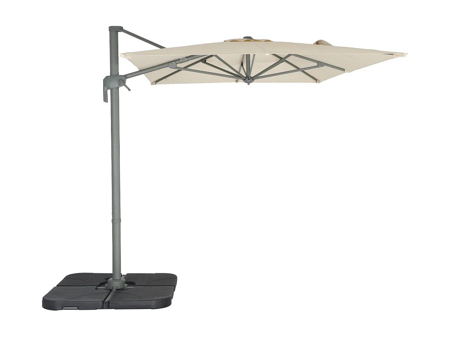 Parasol déporté rectangulaire 2x3m - Antibes - Ecru - Parasol excentré inclinable. rabattable et rotatif à 360°.