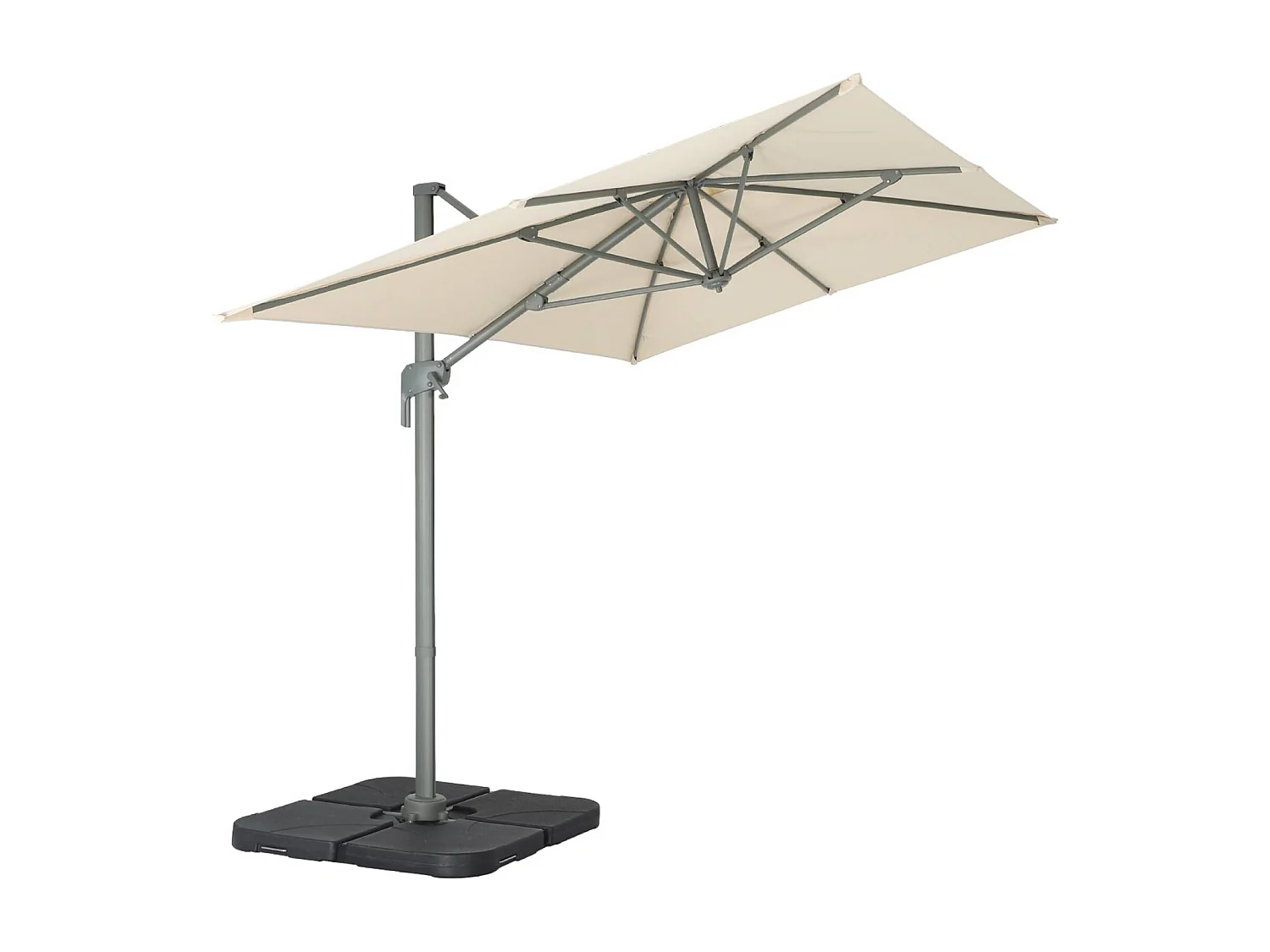 Parasol déporté rectangulaire 2x3m - Antibes - Ecru - Parasol excentré inclinable. rabattable et rotatif à 360°.