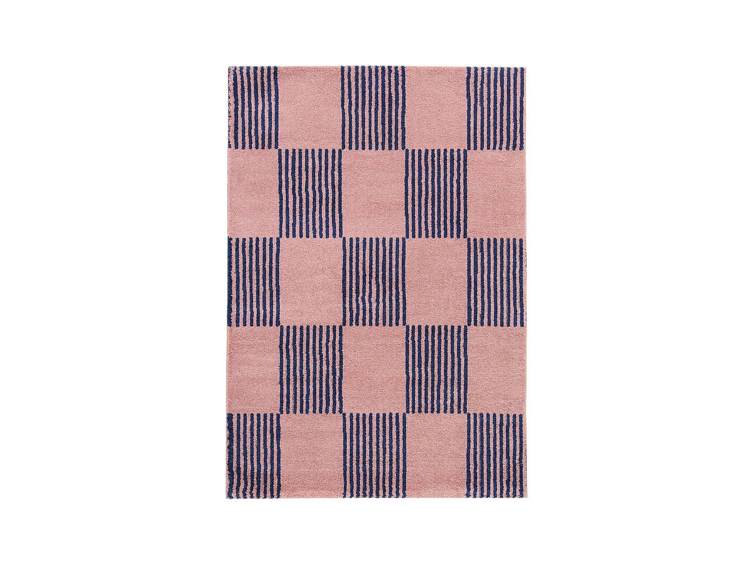 Alfombra interior con motivo damero azul y rosa