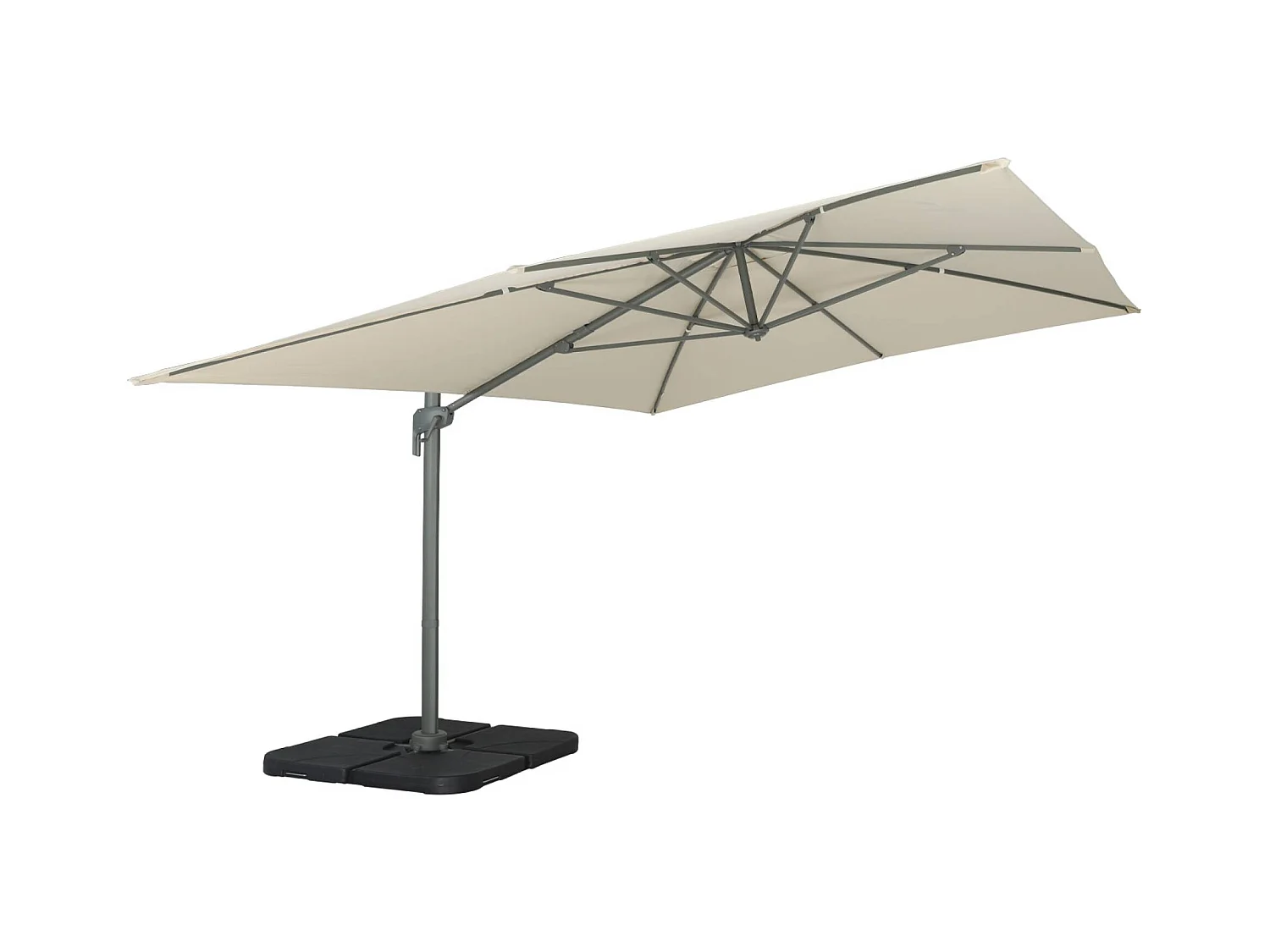 Parasol déporté rectangulaire 3x4m – Antibes – écru – parasol déporté. inclinable. rabattable et rotatif à 360°