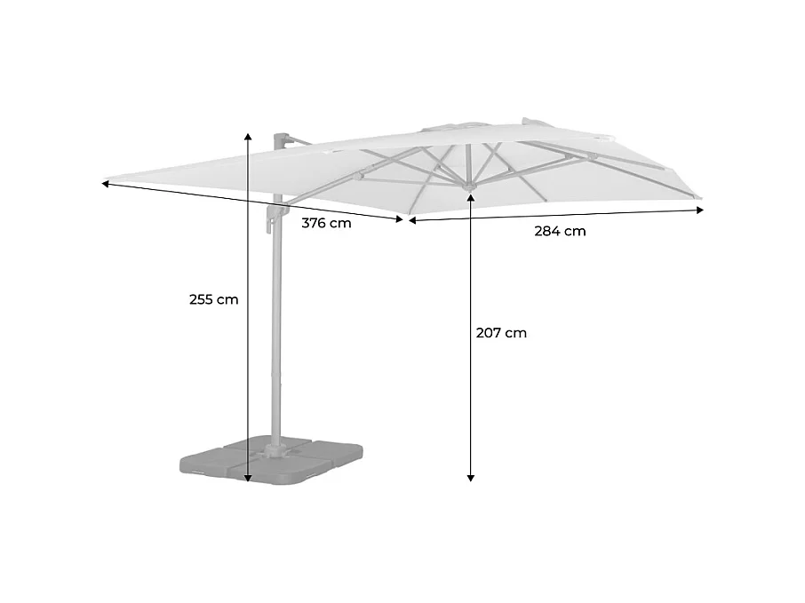 Parasol déporté rectangulaire 3x4m – Antibes – écru – parasol déporté. inclinable. rabattable et rotatif à 360°