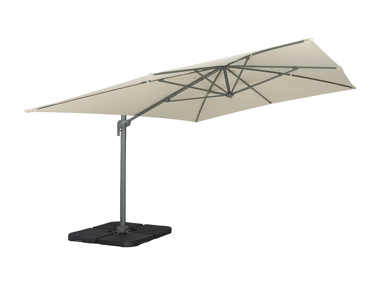 Parasol déporté rectangulaire 3x4m – Antibes – écru – parasol déporté. inclinable. rabattable et rotatif à 360°