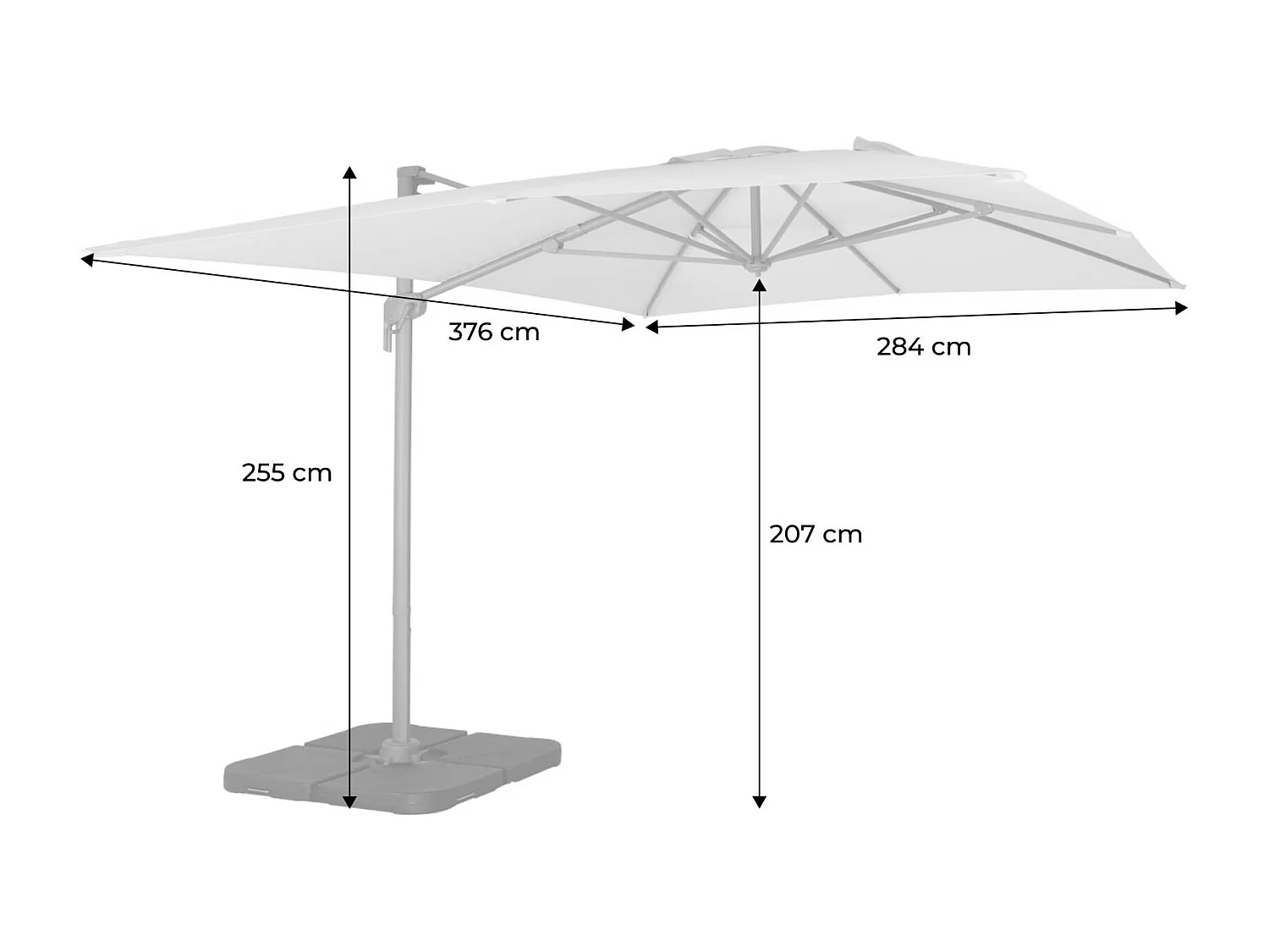 Parasol déporté rectangulaire 3x4m – Antibes – écru – parasol déporté. inclinable. rabattable et rotatif à 360°
