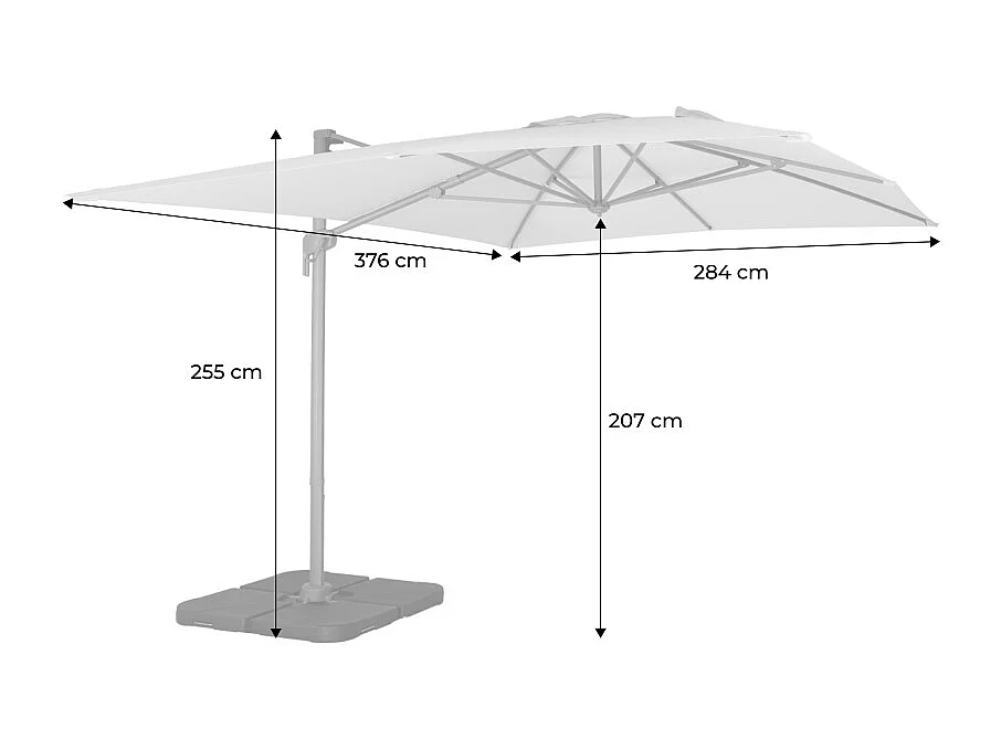 Parasol déporté rectangulaire 3x4m – Antibes – écru – parasol déporté. inclinable. rabattable et rotatif à 360°