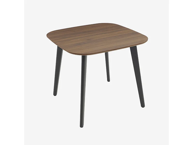 Tavolo da pranzo quadrato effetto legno con gambe in metallo nero 4