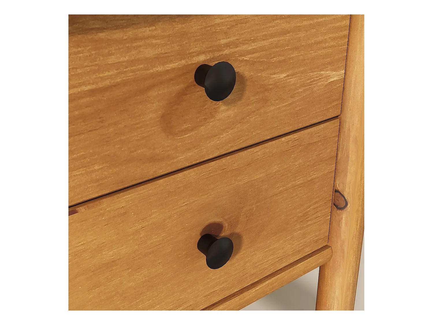 Bureau MARLO H 76 cm avec 2 Tiroirs en Bois Massif Coloris Chêne, Bureau Droit avec Rangement Intégré