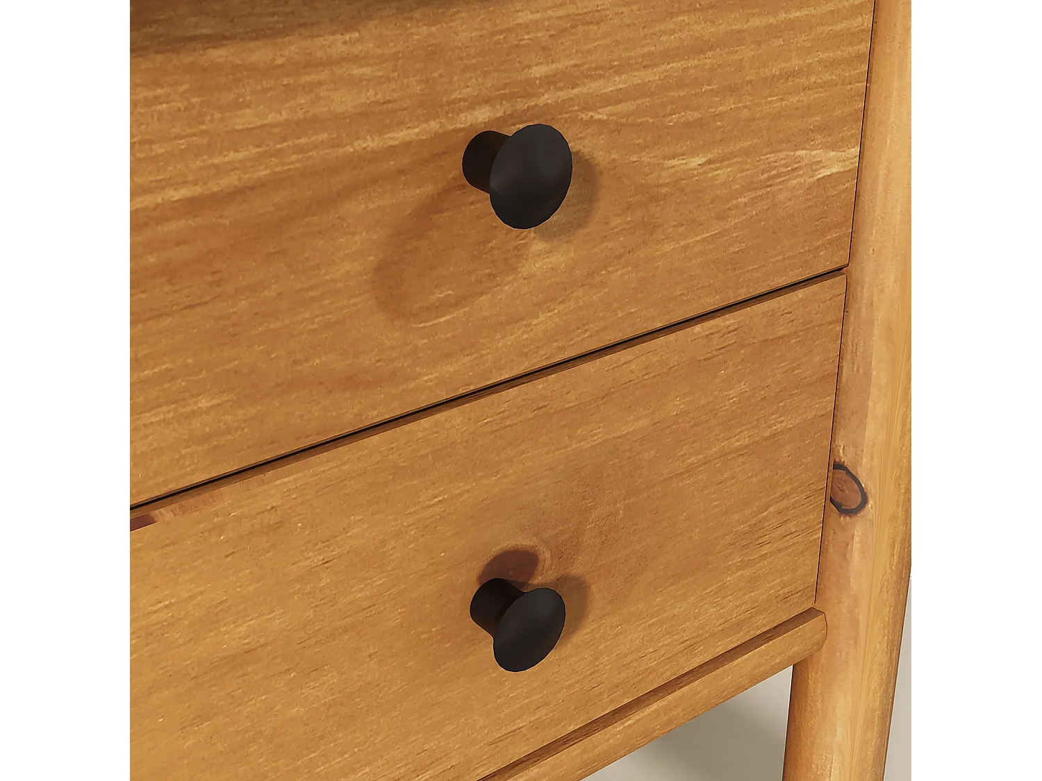 Bureau MARLO H 76 cm avec 2 Tiroirs en Bois Massif Coloris Chêne, Bureau Droit avec Rangement Intégré