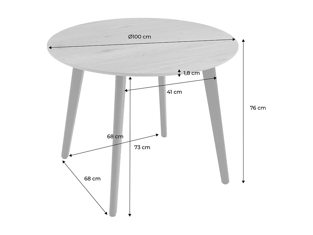 Tavolo da pranzo rotondo effetto legno con gambe in metallo nero 4