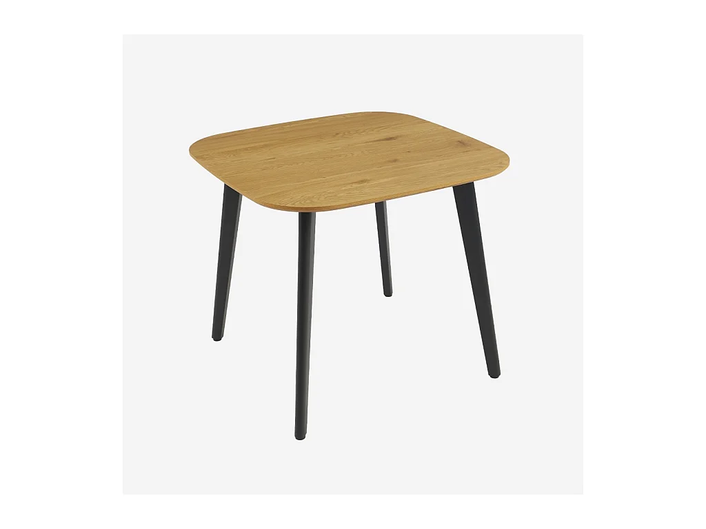 Table à manger carrée effet chêne pieds métal noir 4 places