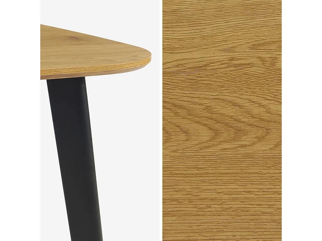 Table à manger carrée effet chêne pieds métal noir 4 places