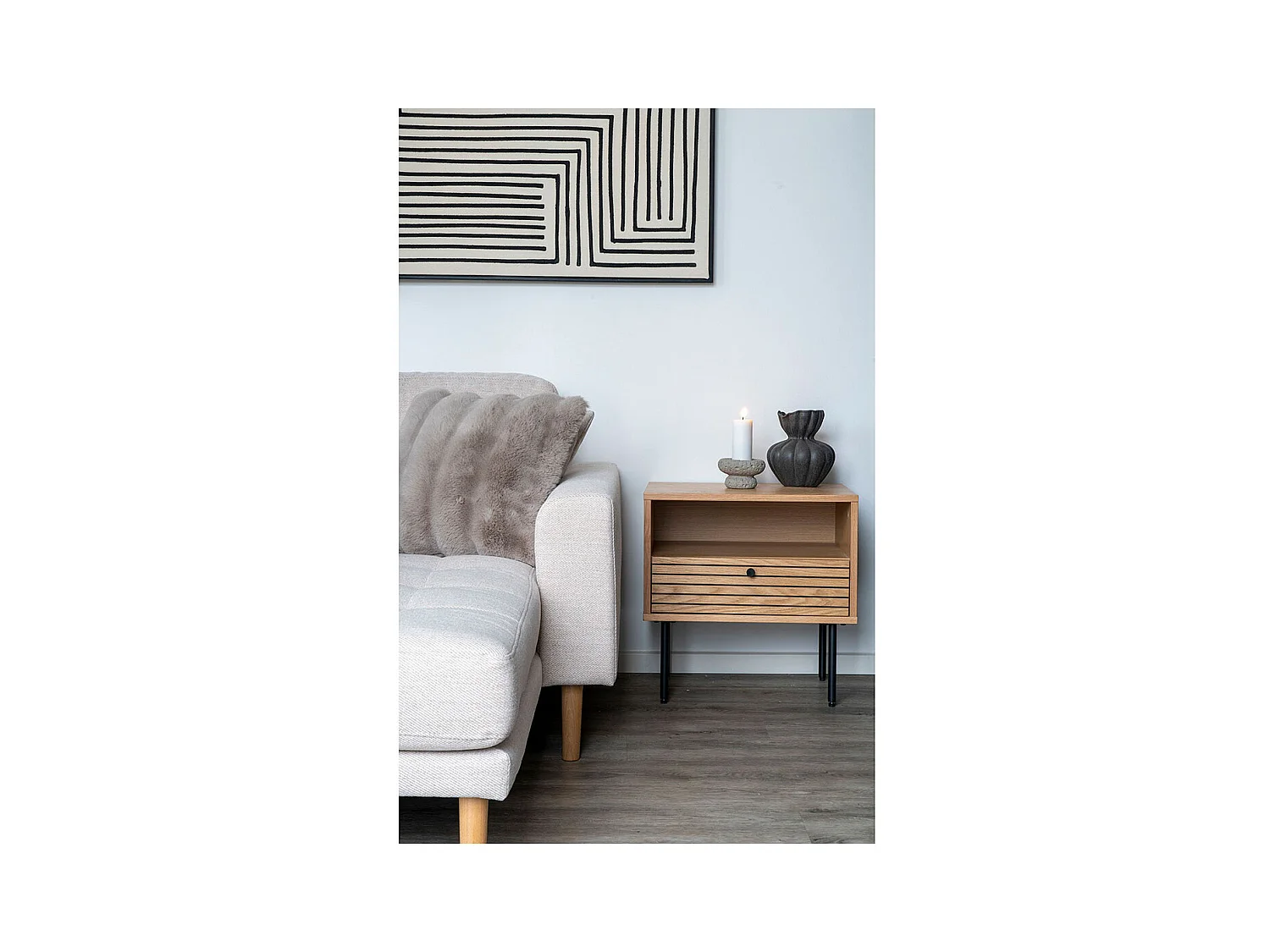 Galena oreiller 45x45cm imitation fourrure beige.