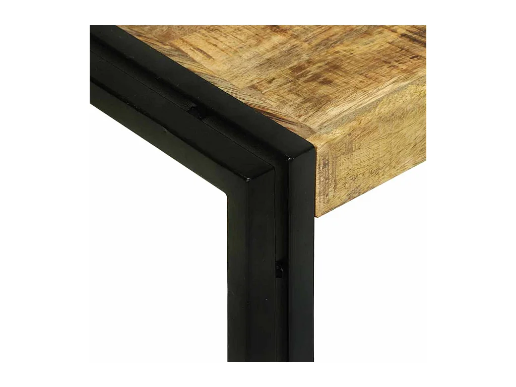 Table Gigogne 3 pièces Marron et noir Bois de manguier brut massif